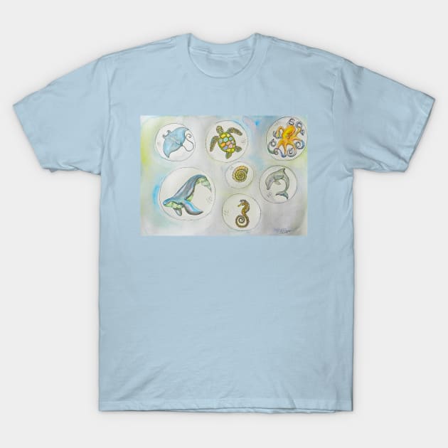 sealife drawing T-Shirt by Polette Color